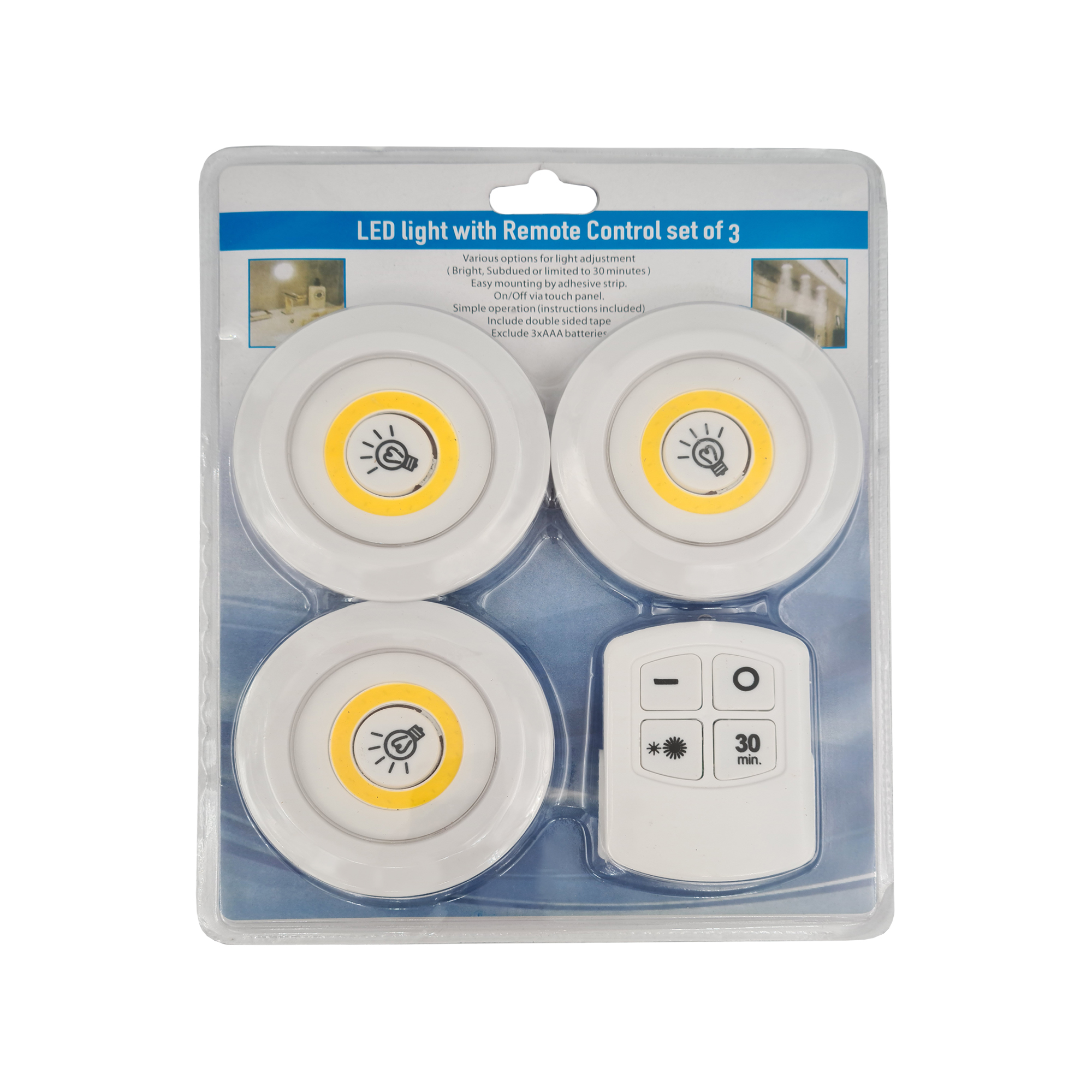 چراغ اضطراری زیر کابینتی مدل ریموت دار مجموعه 3 عددی