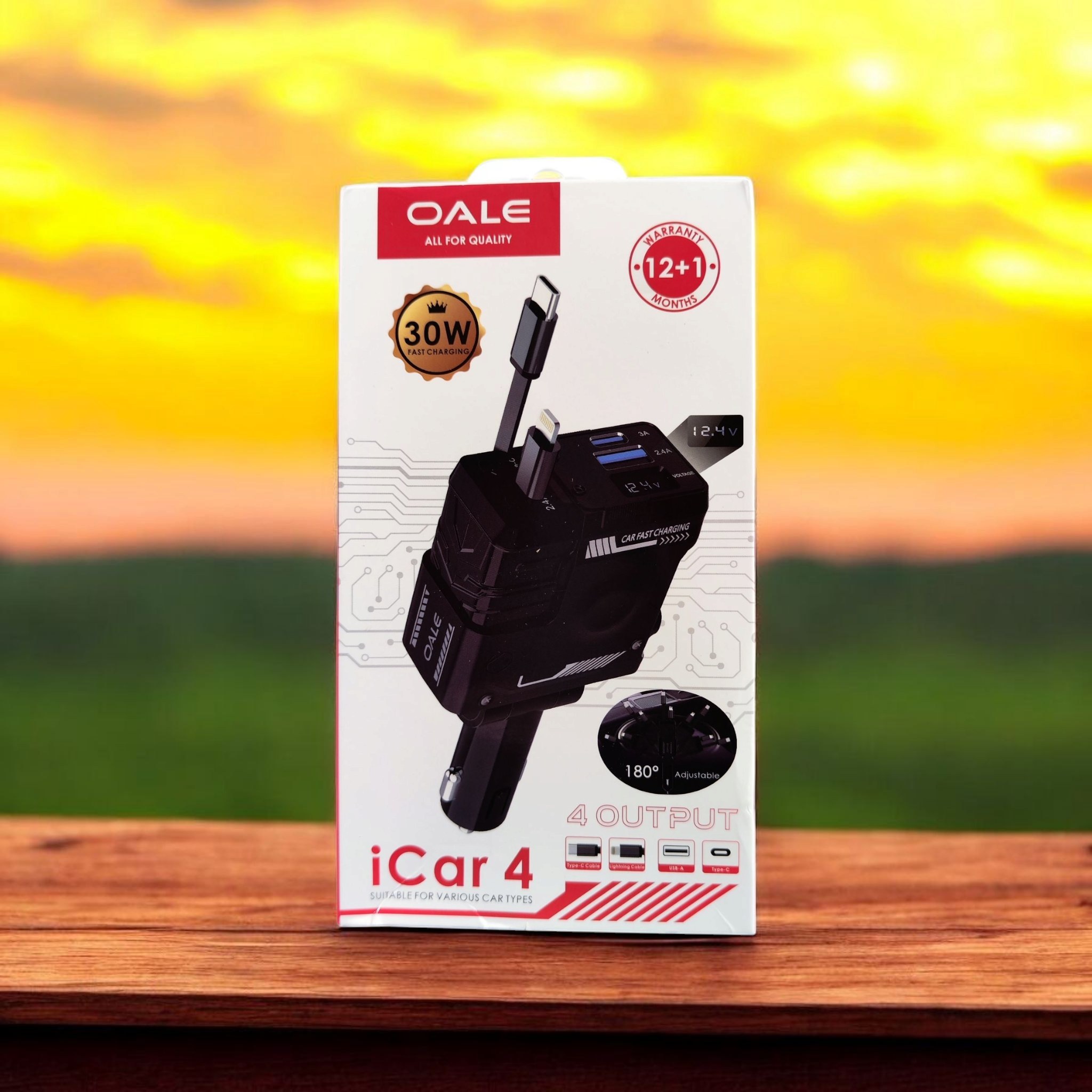 شارژر فندکی سیم جمع شونده OALE مدل ICAR4